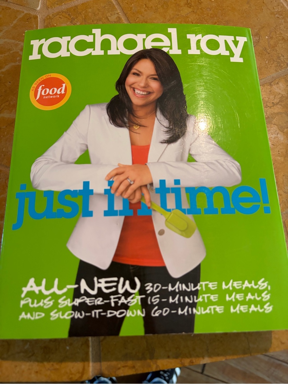 Rachael Ray Bright Green Cover with White Jacket and Blue Text